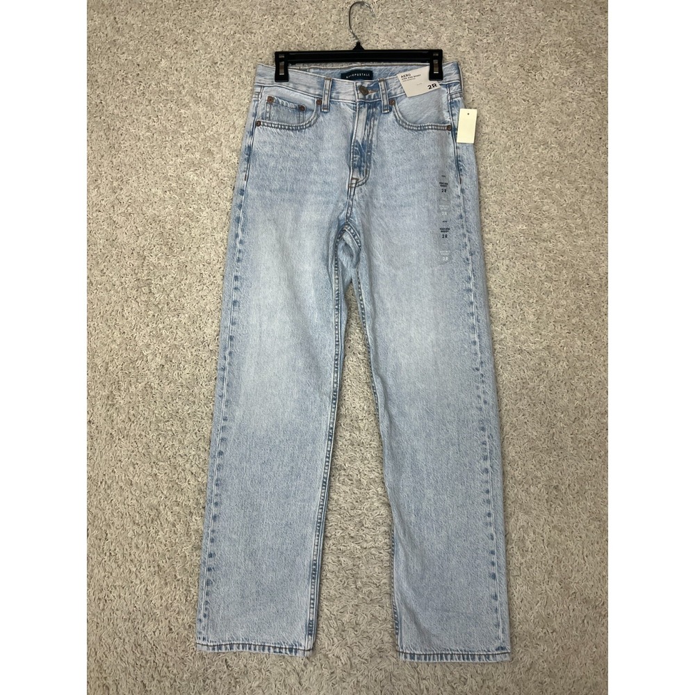 Aeropostale High Rise Baggy Jeans Womens 2 R Blue Denim Basic Loose NWT